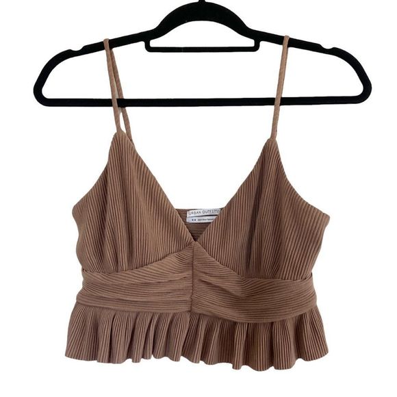 Urban Outfitters Tops - Urban Outfitters Crop Ruffle Top Size Medium Brown